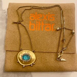 Alexis Bittar Gold adjustable Necklace with Turquoise & Crystal Accents